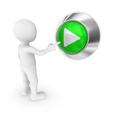 3d man presses the play button. Stock Illustration