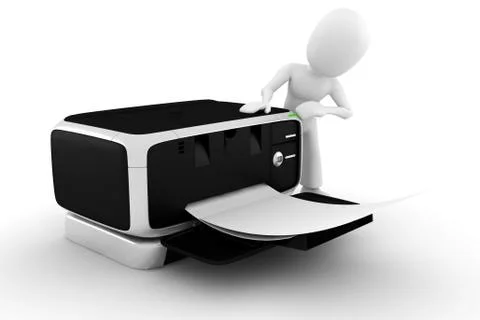 3d man printing some documents Stock Illustration