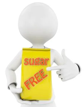 3d man with a product with the letters No sugar ! Stock Illustration