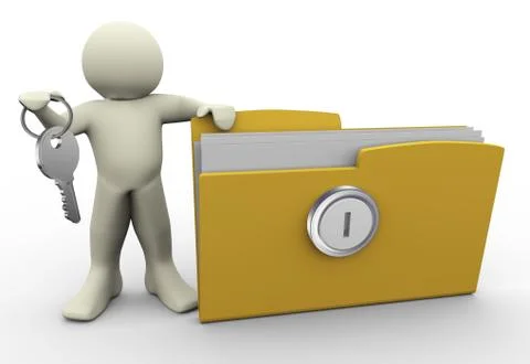 3d man with protected folder Stock Illustration