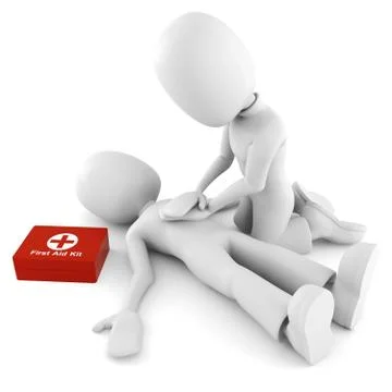 3d man providing first aid support Illustrazione stock