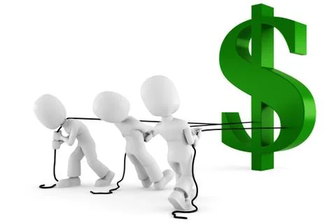 3d man pulling the dollar symbol 库存插图