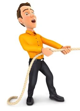3d man pulling on the rope Stock Illustration