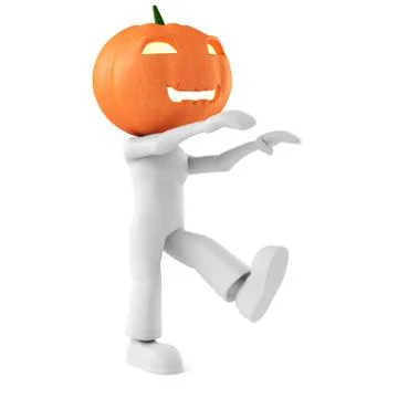 3d man with pumpkin head, isolated on white Stock Illustration