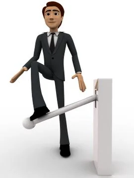 3d man push liver with leg concept Stock Illustration