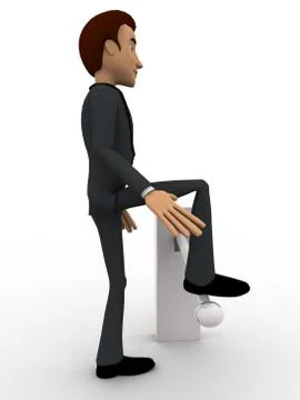 3d man push liver with leg concept Stock Illustration