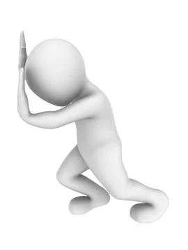 3d man pushes cargo. 3d illustration Stock Illustration