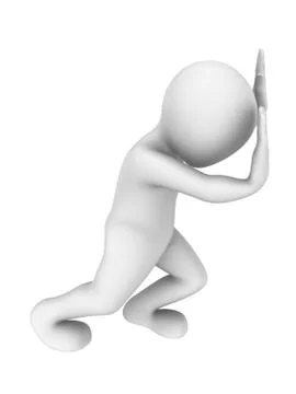 3d man pushes cargo. 3d illustration Stock Illustration