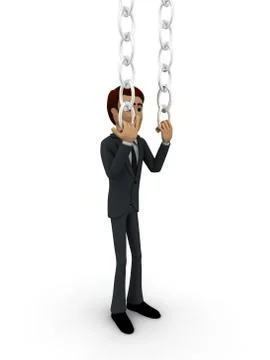 3d man pushing chain concept Stock Illustration