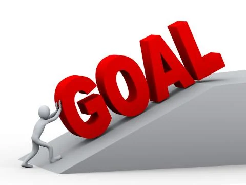 3d man pushing goal Stock Illustration