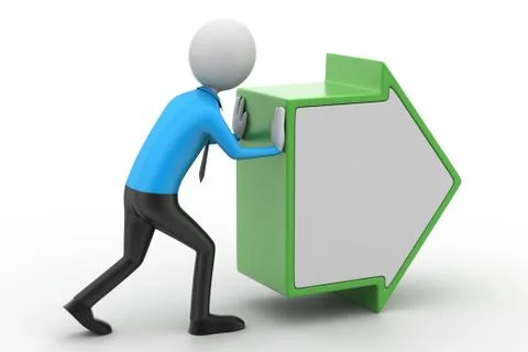 3d man pushing the green arrow Free Stock Illustration