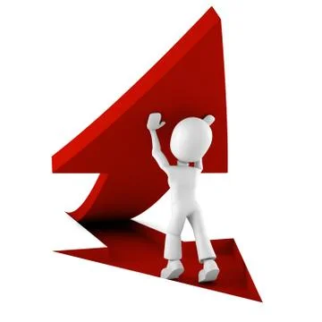 3d man pushing a red arrow from the ground Stock Illustration