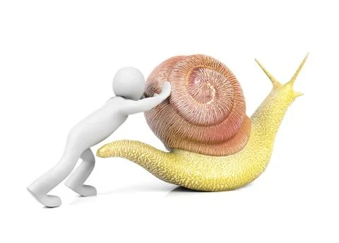 3D man pushing snail Stock Illustration