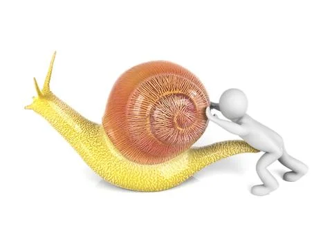 3D man pushing snail Stock Illustration