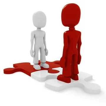 3d man puzzle join, concept Stock Illustration