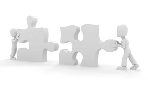 3d man puzzle join, concept Stock Illustration