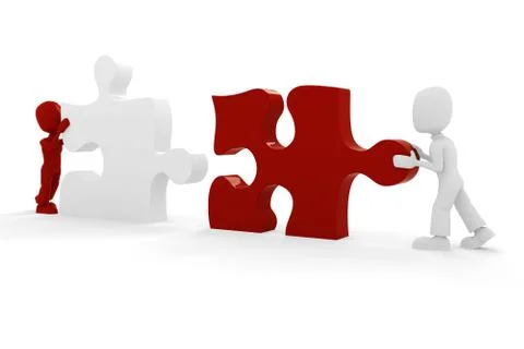 3d man puzzle join, concept Stock Illustration