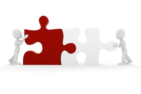 3d man puzzle join, concept Stock Illustration