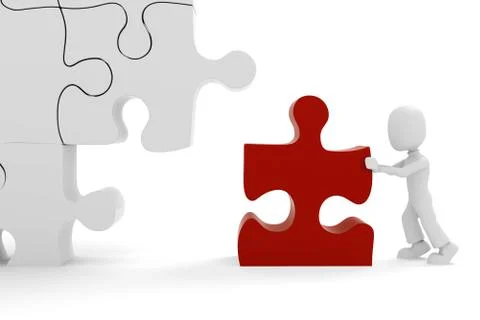 3d man puzzle join, concept Stock Illustration