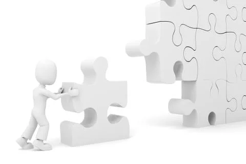 3d man puzzle join, concept Stock Illustration