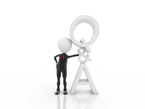 3d man with question and answer sign Stock Illustration
