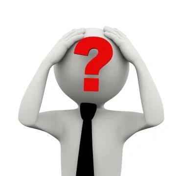 3d man question mark face Stock Illustration