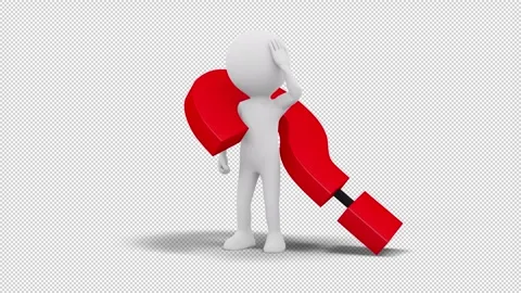 3D Man With A Question Mark with transparent (alpha) background Stock Footage 249607880