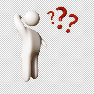 3D man with question marks Stock Illustration