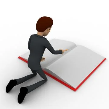 3d man read big book concept Stock Illustration