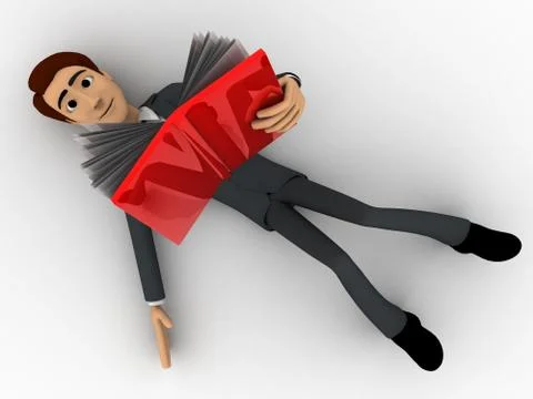 3d man read book while slepping concept Stock Illustration