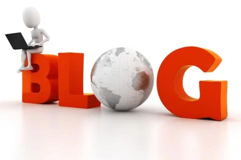 3d man reading a blog Stock Illustration