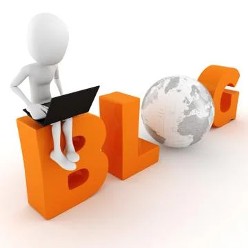 3d man reading a blog Stock Illustration