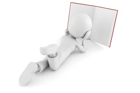 3d man reading a boock, isolated on white Stock Illustration