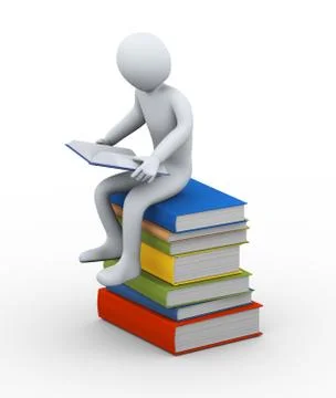 3d man reading book Stock Illustration