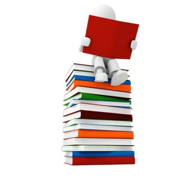 3d man reading a book Stock Illustration