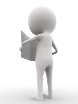 3d man reading paper concept Stock Illustration