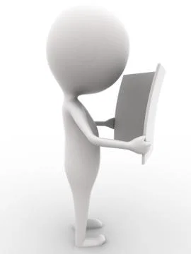 3d man reading paper concept Stock Illustration