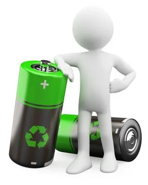 3d man - recyclable batteries Stock Illustration