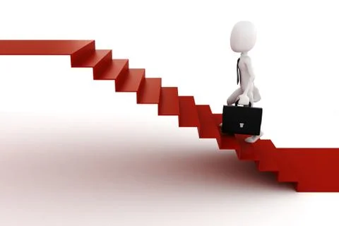 3d man on red arrow going up Stock Illustration