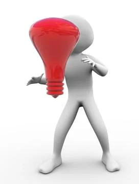 3d man with red bulb Stock Illustration