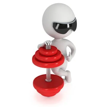 3d man with red dumbbell 스톡 일러스트