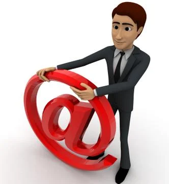3d man with red email icon concept Stock Illustration