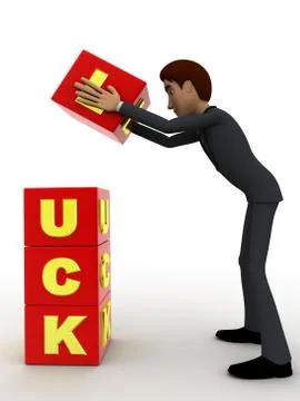 3d man with red luck cubes concept Stock Illustration