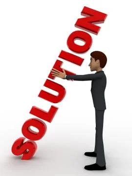 3d man with red solution text in hand concept Stock Illustration