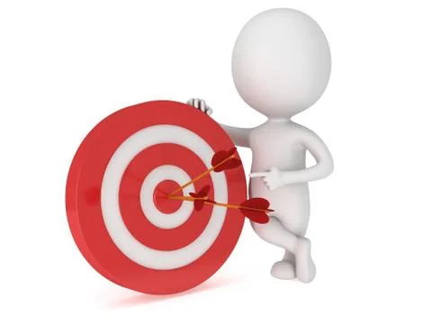 3D man with red target. 스톡 일러스트