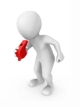 3d man with red whistle. Security concept. 3d illustration Stock Illustration