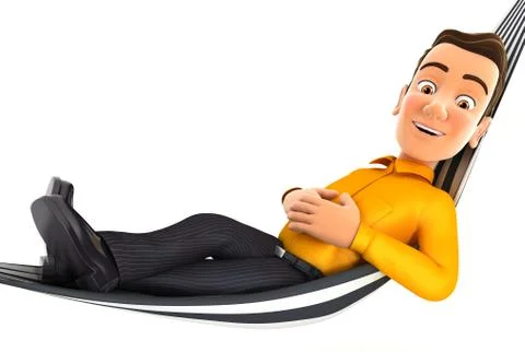 3d man relaxing in a hammock Stock Illustration