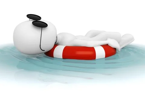 3d man relaxing in a pool Stock Illustration