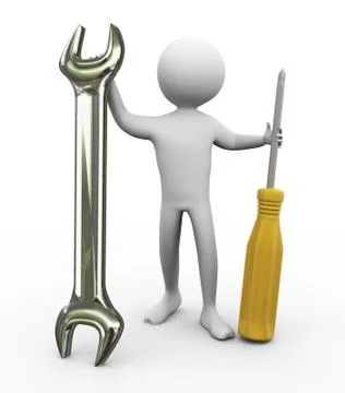 3d man with repairing tools Stock Illustration