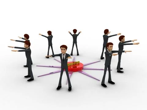 3d man represent direction to all side of compass concept Stock Illustration